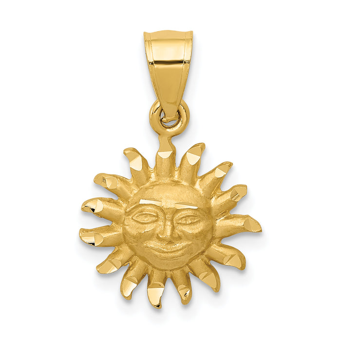 10k Satin Diamond-cut Sun Pendant-10K5967
