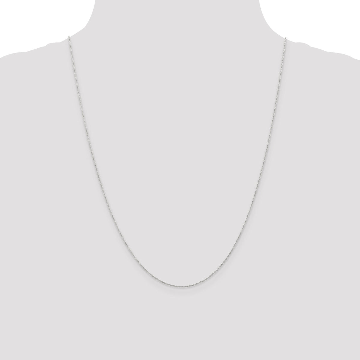 10k White Gold .5mm Carded Cable Rope Chain-10K5RW-24