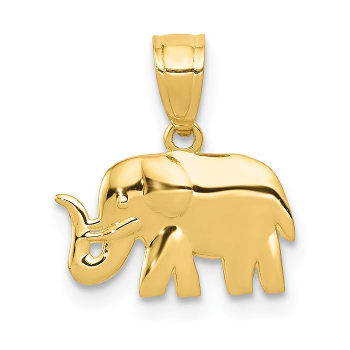 10k Polished Elephant Pendant-10K6014