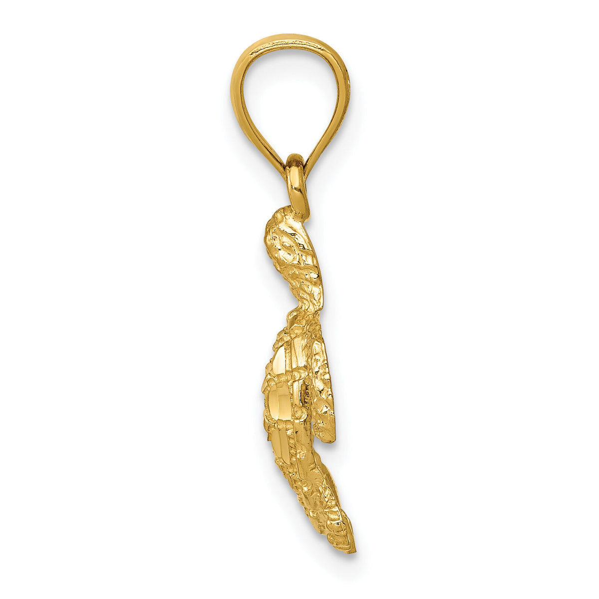 10k Polished and Textured Diamond-cut Sea Turtle Pendant-10K6032