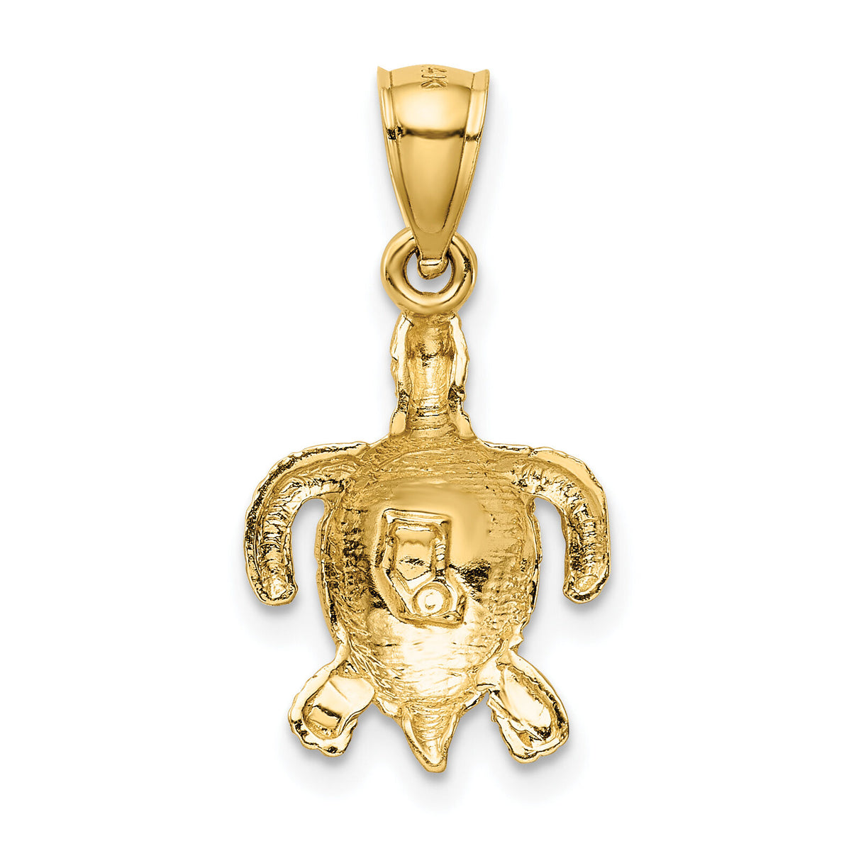 10k Polished and Textured Diamond-cut Sea Turtle Pendant-10K6032