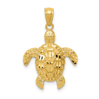 10k Diamond-cut Polished Sea Turtle Pendant-10K6033