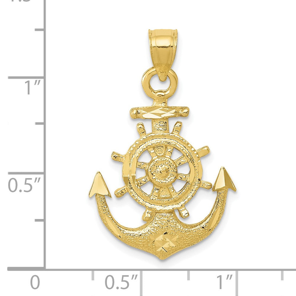 10k Satin Diamond-cut Anchor Pendant-10K6092