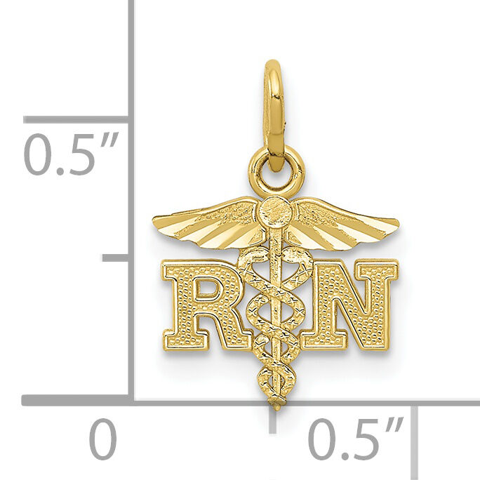 10k Diamond-cut Polished RN Nurse Pendant-10K6117