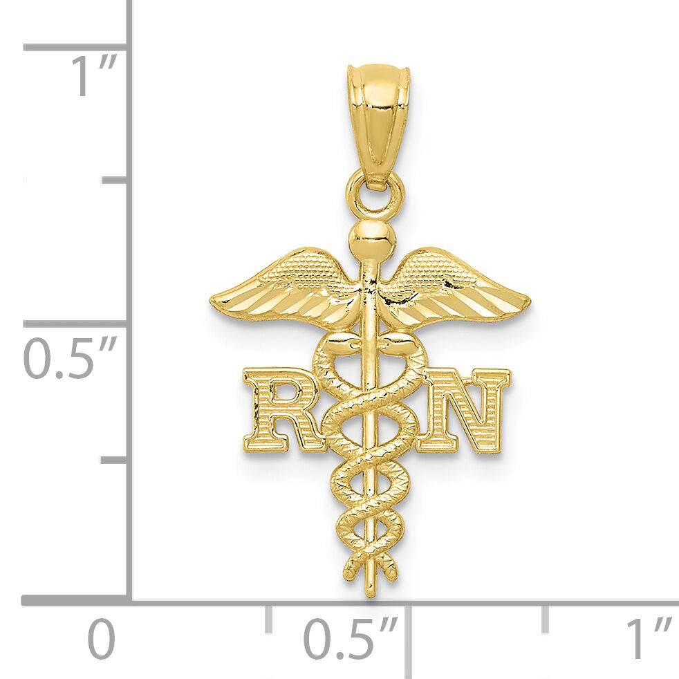 10k Diamond-cut Polished RN Nurse Pendant-10K6119