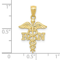 10k Diamond-cut Polished RN Nurse Pendant-10K6119