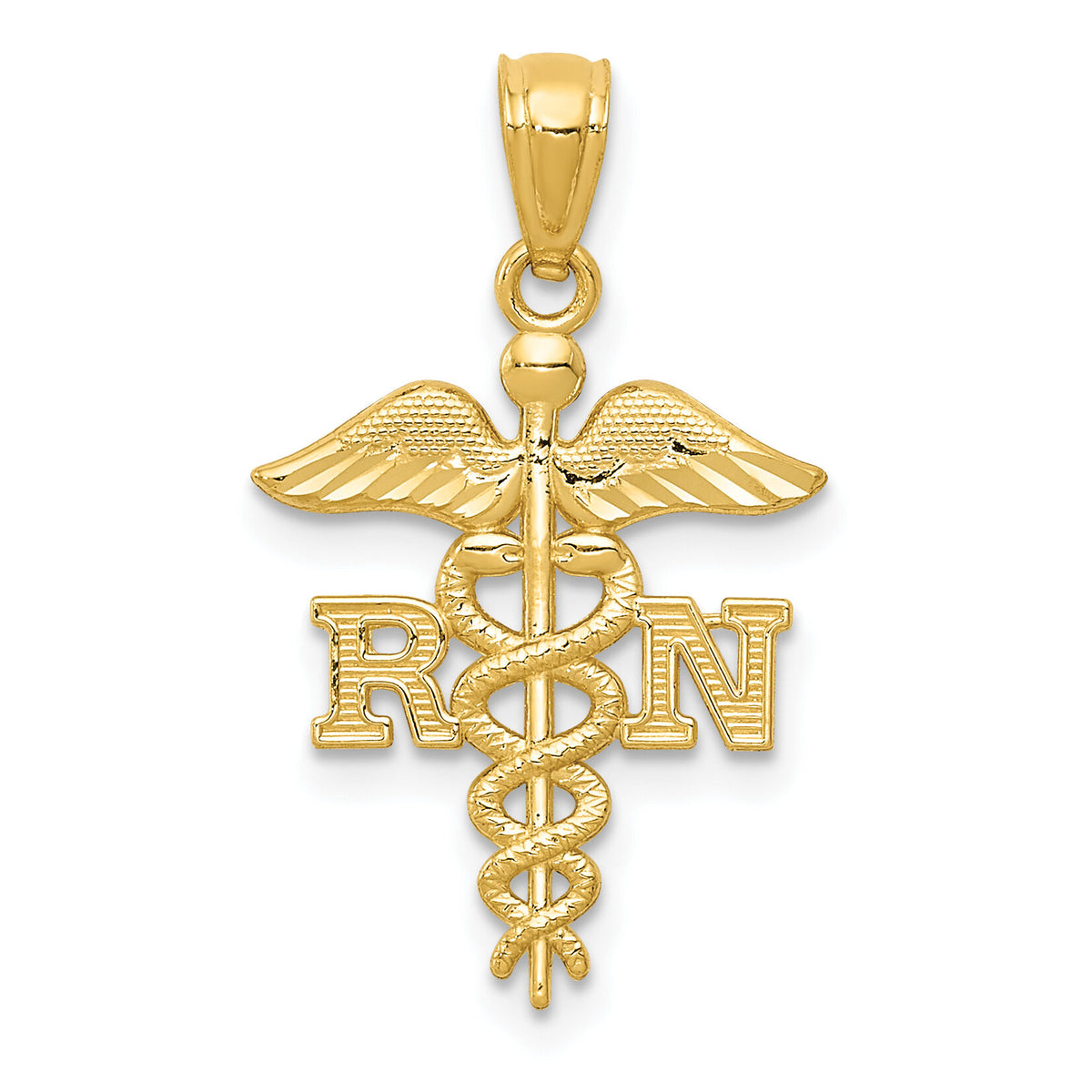 10k Diamond-cut Polished RN Nurse Pendant-10K6119