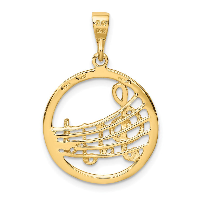 10k Gold Polished Musical Notes Pendant-10K6136