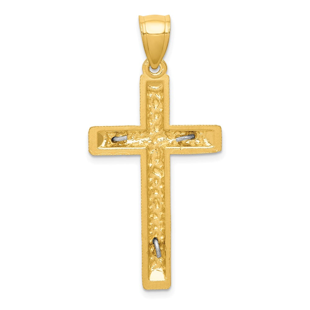 10k Two-tone Diamond Cut Crucifix Pendant-10K6304
