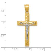 10k Two-tone Diamond Cut Crucifix Pendant-10K6304