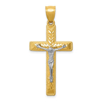 10k Two-tone Diamond Cut Crucifix Pendant-10K6304