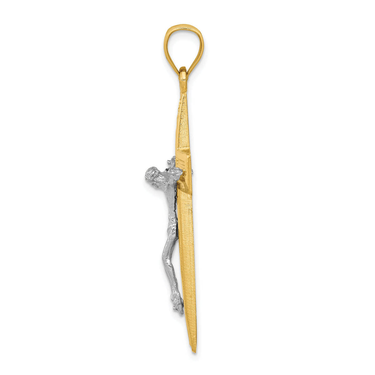 10k Two-tone Diamond-cut Latin Crucifix Pendant-10K6314