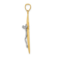 10k Two-tone Diamond-cut Latin Crucifix Pendant-10K6314