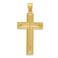 10k Two-tone Diamond-cut Latin Crucifix Pendant-10K6314