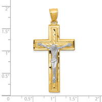 10k Two-tone Diamond-cut Latin Crucifix Pendant-10K6314