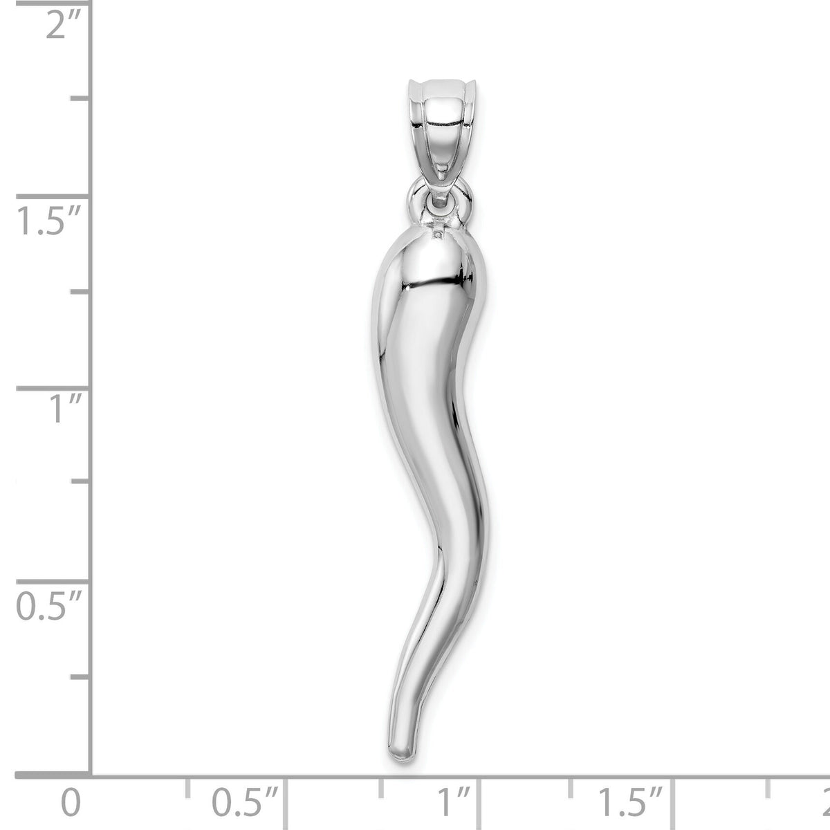 10k White Gold Hollow Italian Horn Pendant-10K6385