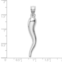 10k White Gold Hollow Italian Horn Pendant-10K6385