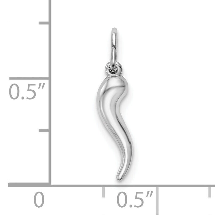 10k White Gold Hollow Italian Horn Pendant-10K6387