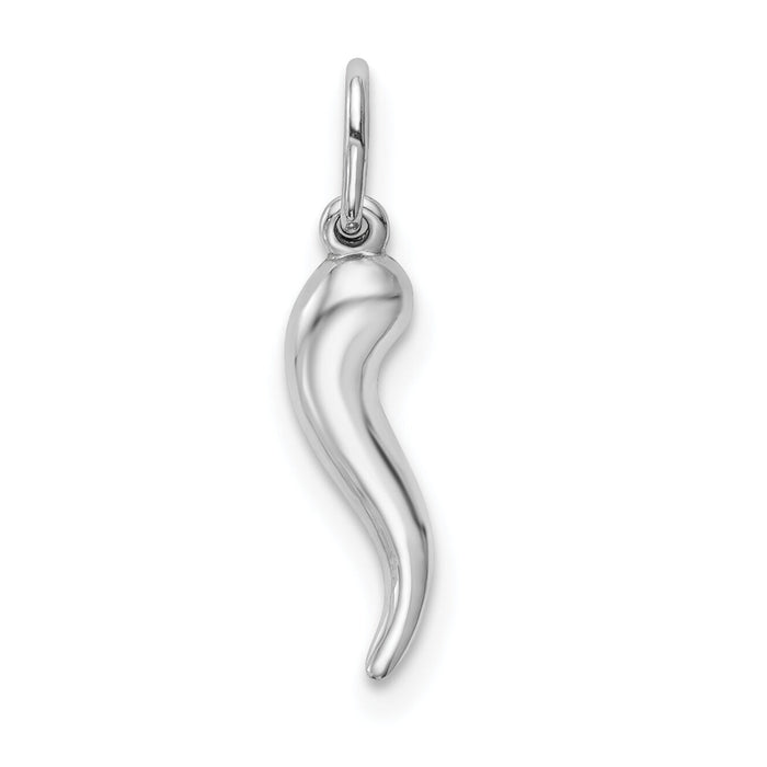 10k White Gold Hollow Italian Horn Pendant-10K6387