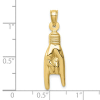 10K 3D Hollow Rock On Sign Charm-10K6392