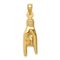 10K 3D Hollow Rock On Sign Charm-10K6392