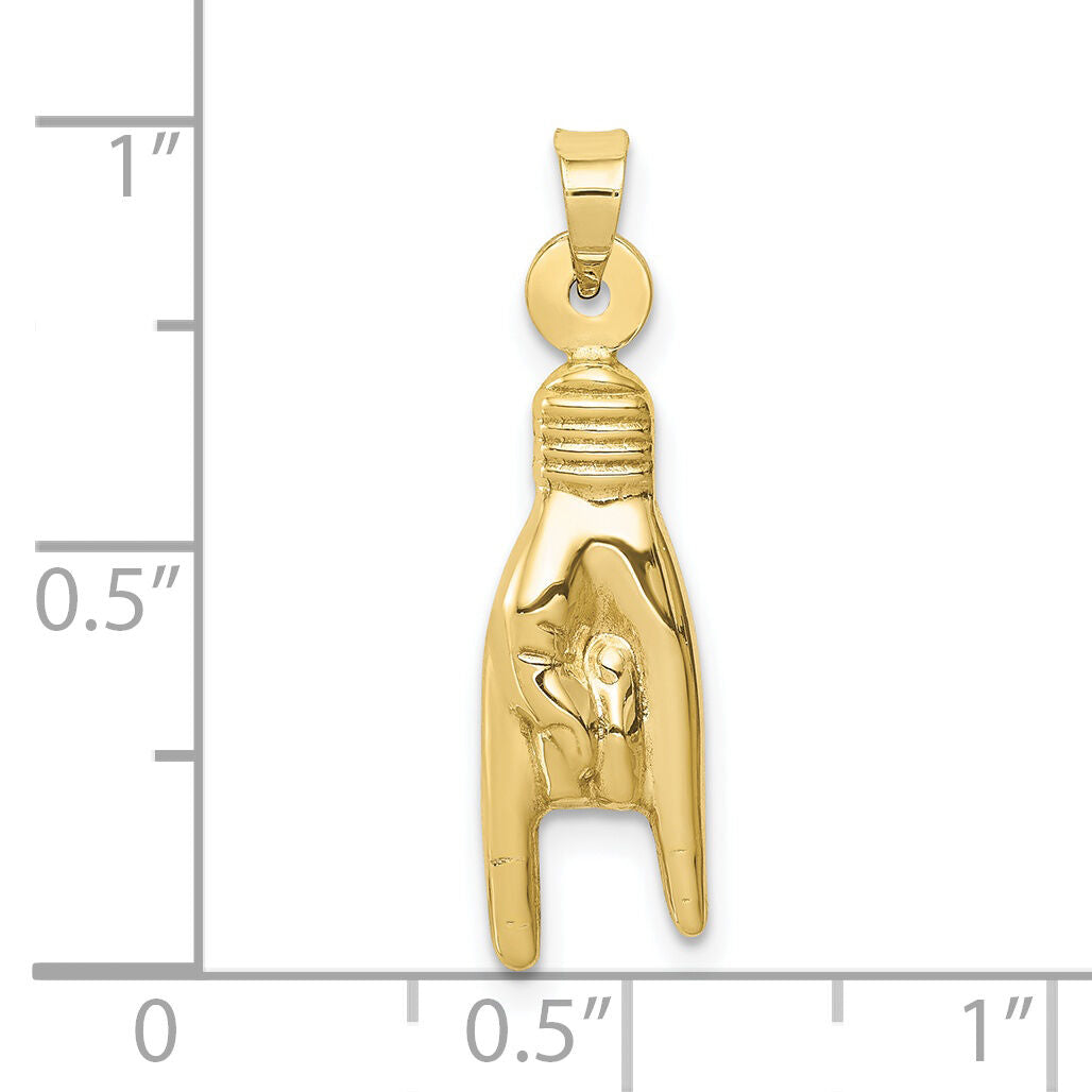 10K 3D Hollow Rock On Sign Charm-10K6393