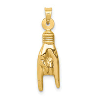 10K 3D Hollow Rock On Sign Charm-10K6393