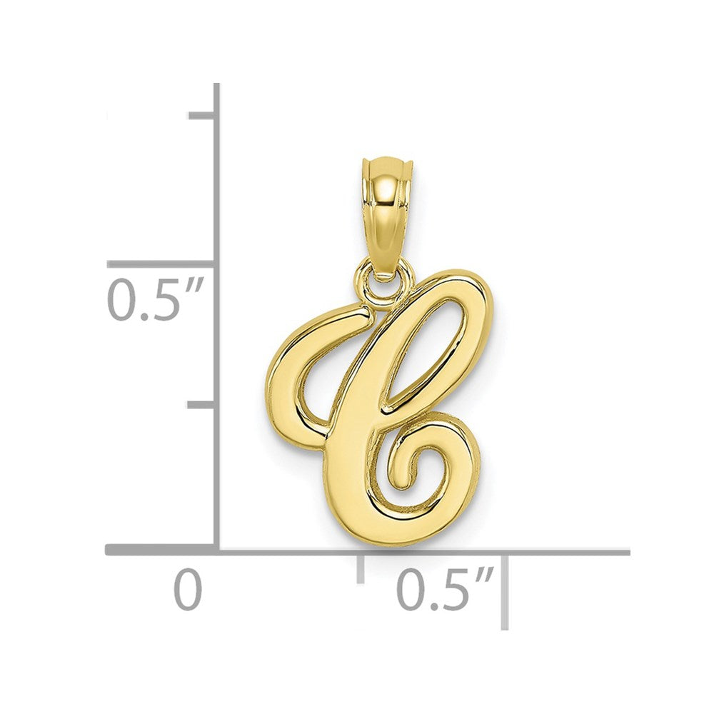 10K Polished C Script Initial Charm-10K6422C