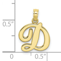 10K Polished D Script Initial Charm-10K6422D