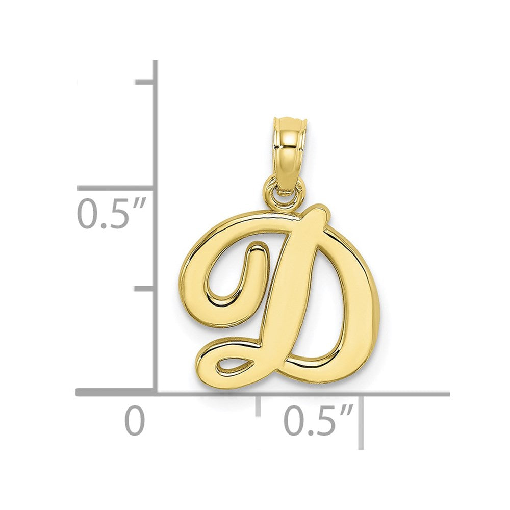 10K Polished D Script Initial Charm-10K6422D