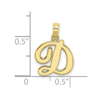 10K Polished D Script Initial Charm-10K6422D