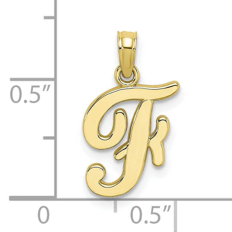 10K Polished F Script Initial Charm-10K6422F