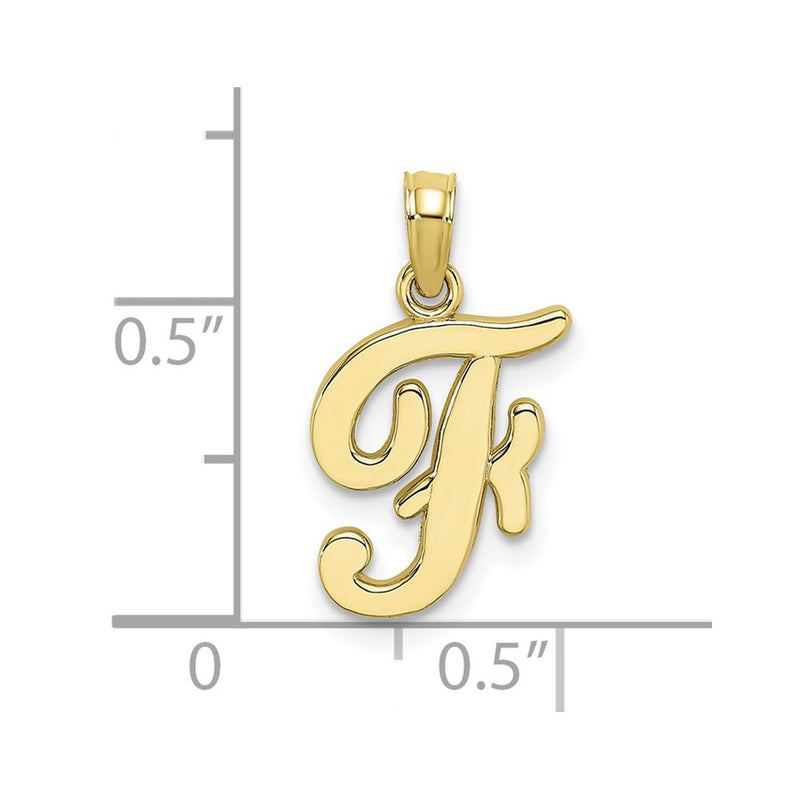 10K Polished F Script Initial Charm-10K6422F