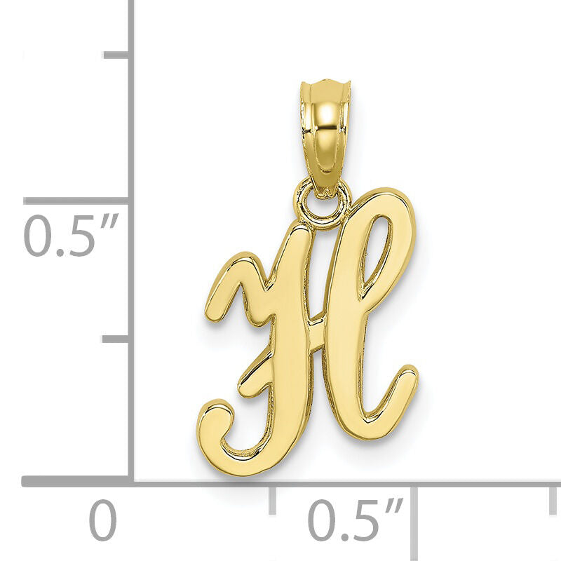 10K Polished H Script Initial Charm-10K6422H