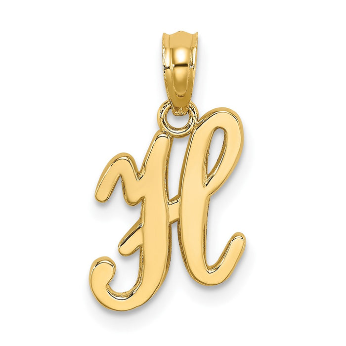 10K Polished H Script Initial Charm-10K6422H