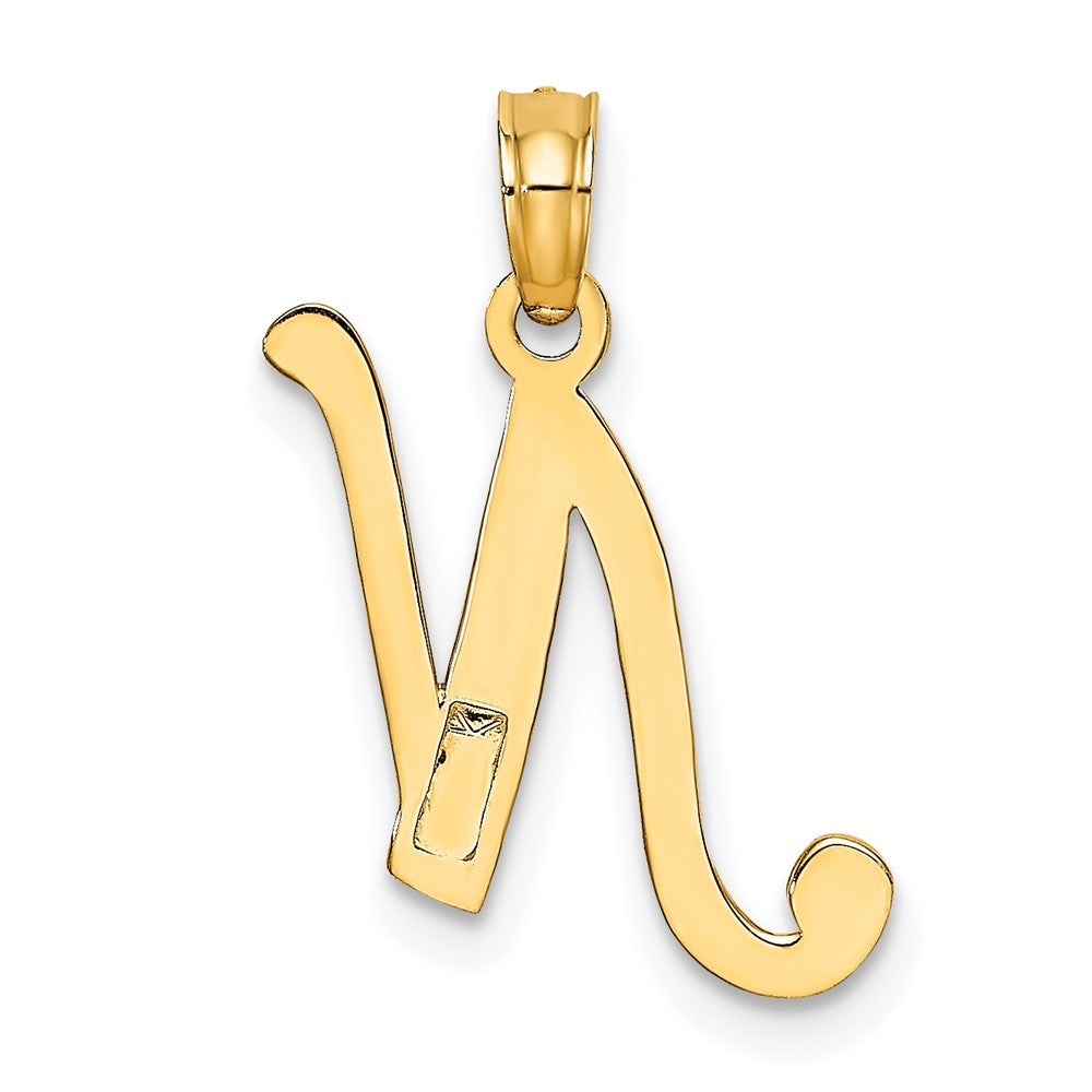 10K Polished N Script Initial Charm-10K6422N