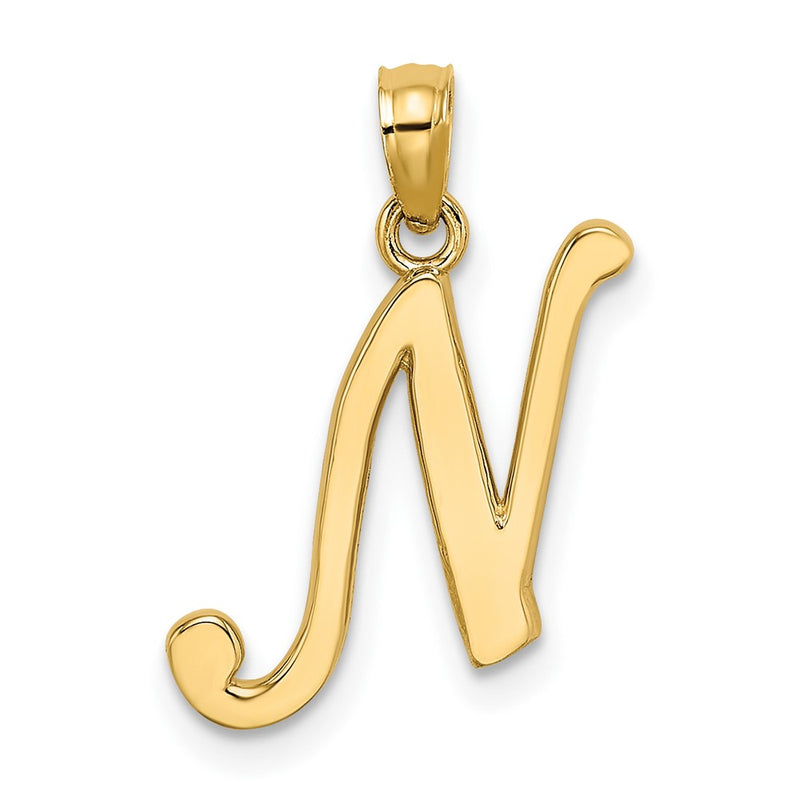 10K Polished N Script Initial Charm-10K6422N