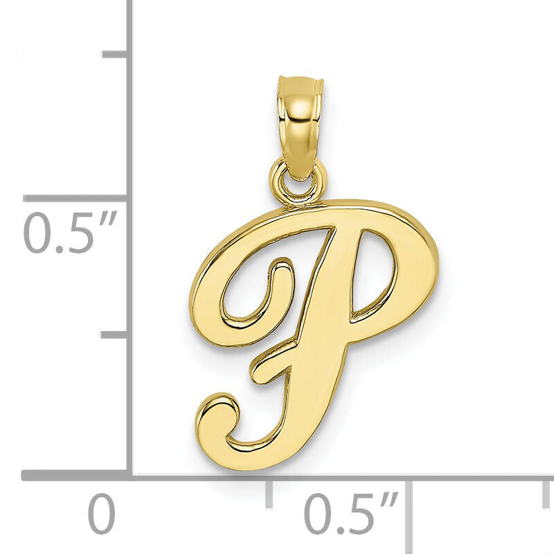 10K Polished P Script Initial Charm-10K6422P
