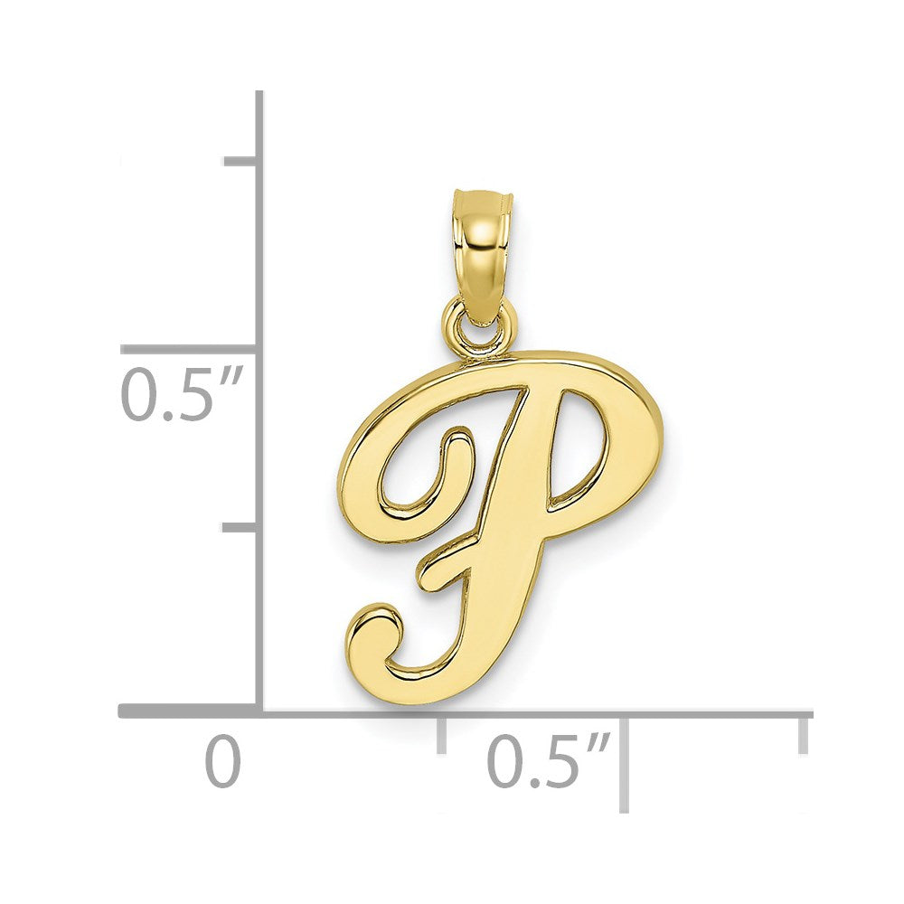 10K Polished P Script Initial Charm-10K6422P