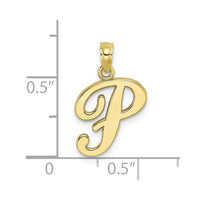 10K Polished P Script Initial Charm-10K6422P