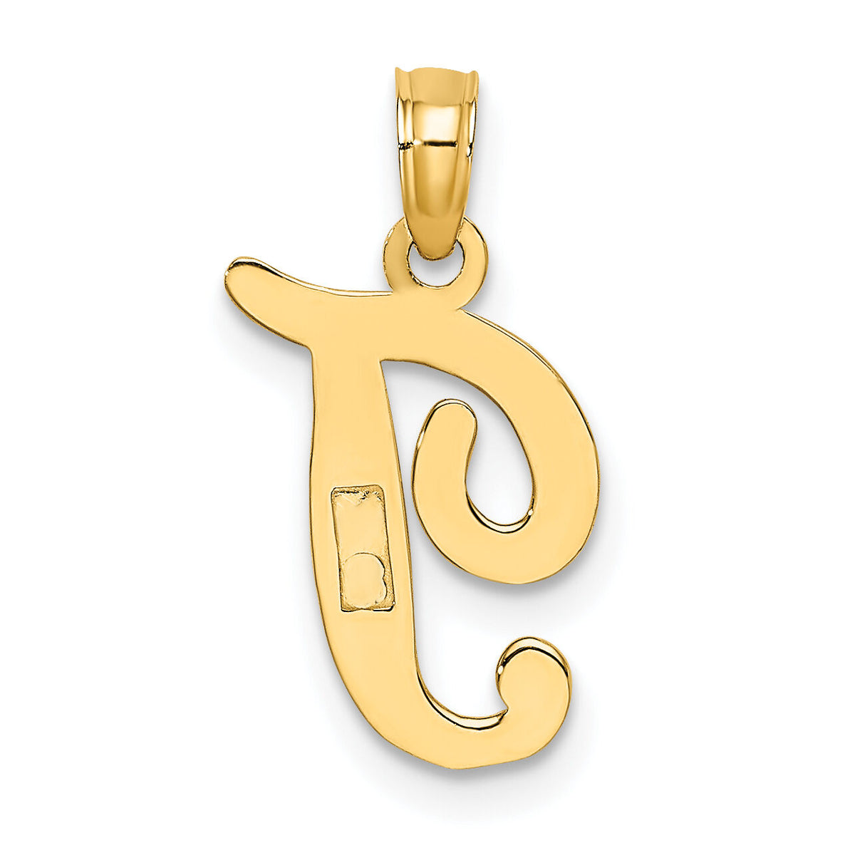 10K Polished T Script Initial Charm-10K6422T