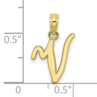 10K Polished V Script Initial Charm-10K6422V