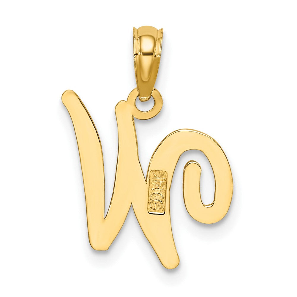 10K Polished W Script Initial Charm-10K6422W