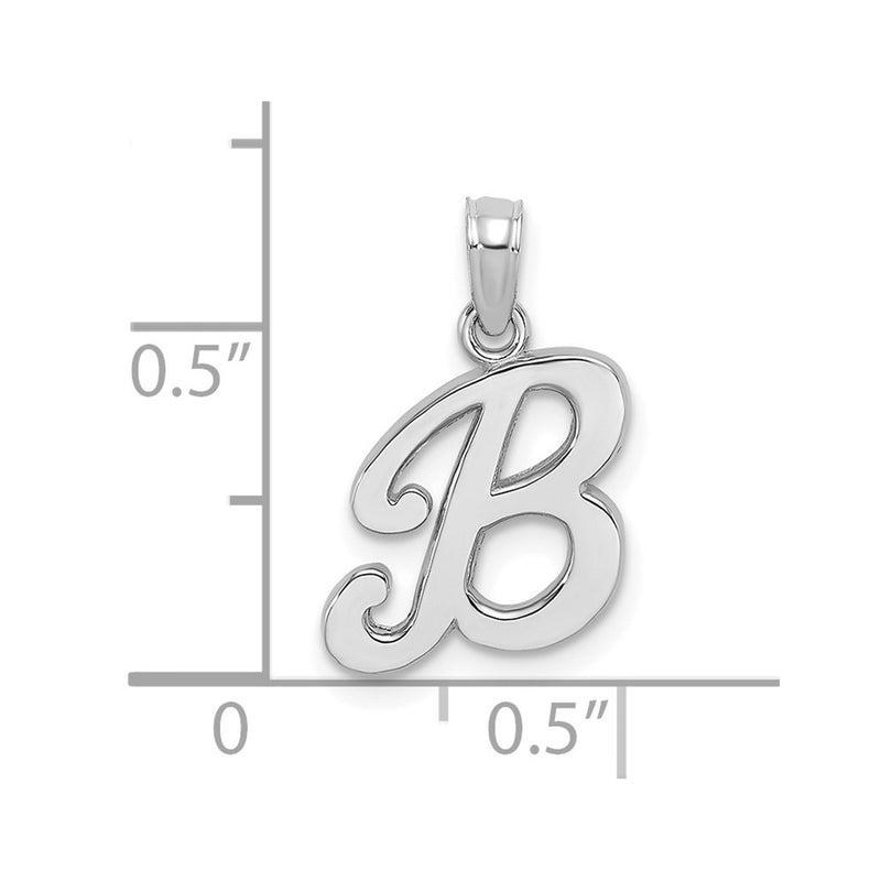 10K White Gold Polished B Script Initial Charm-10K6422WB