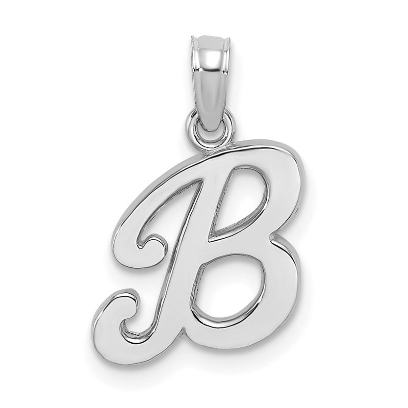 10K White Gold Polished B Script Initial Charm-10K6422WB