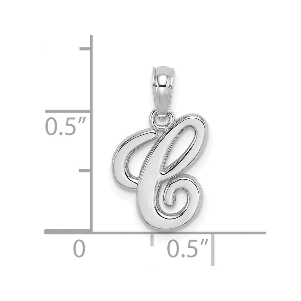 10K White Gold Polished C Script Initial Charm-10K6422WC