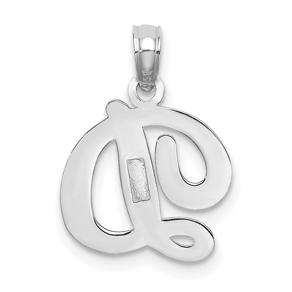 10K White Gold Polished D Script Initial Charm-10K6422WD