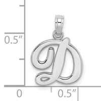 10K White Gold Polished D Script Initial Charm-10K6422WD