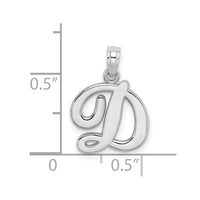 10K White Gold Polished D Script Initial Charm-10K6422WD