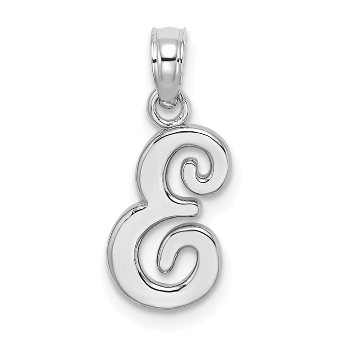 10K White Gold Polished E Script Initial Charm-10K6422WE